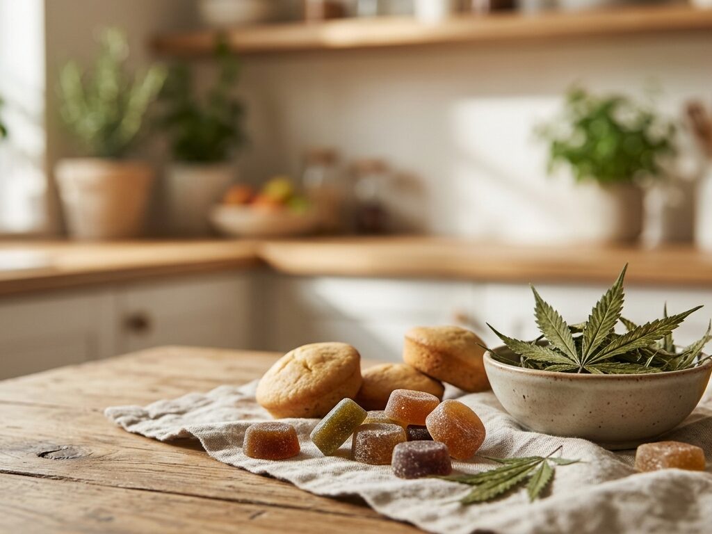 edibles — plan d'ouverture éditorial, sujet net au premier plan, profondeur de champ courte, lumière naturelle rasante, fond contextuel discret