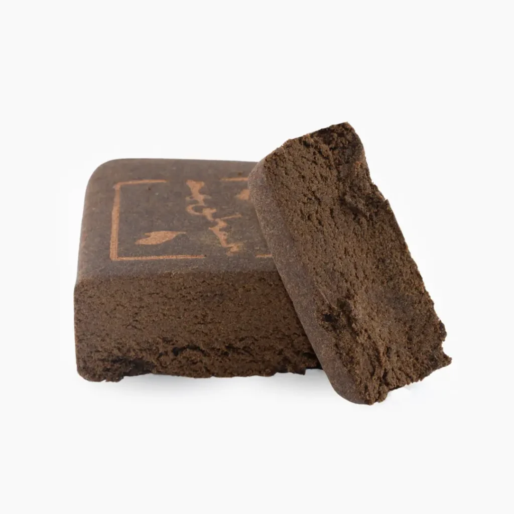 Maroccan Hash 70% CBD, warm dark-brown sieved slab