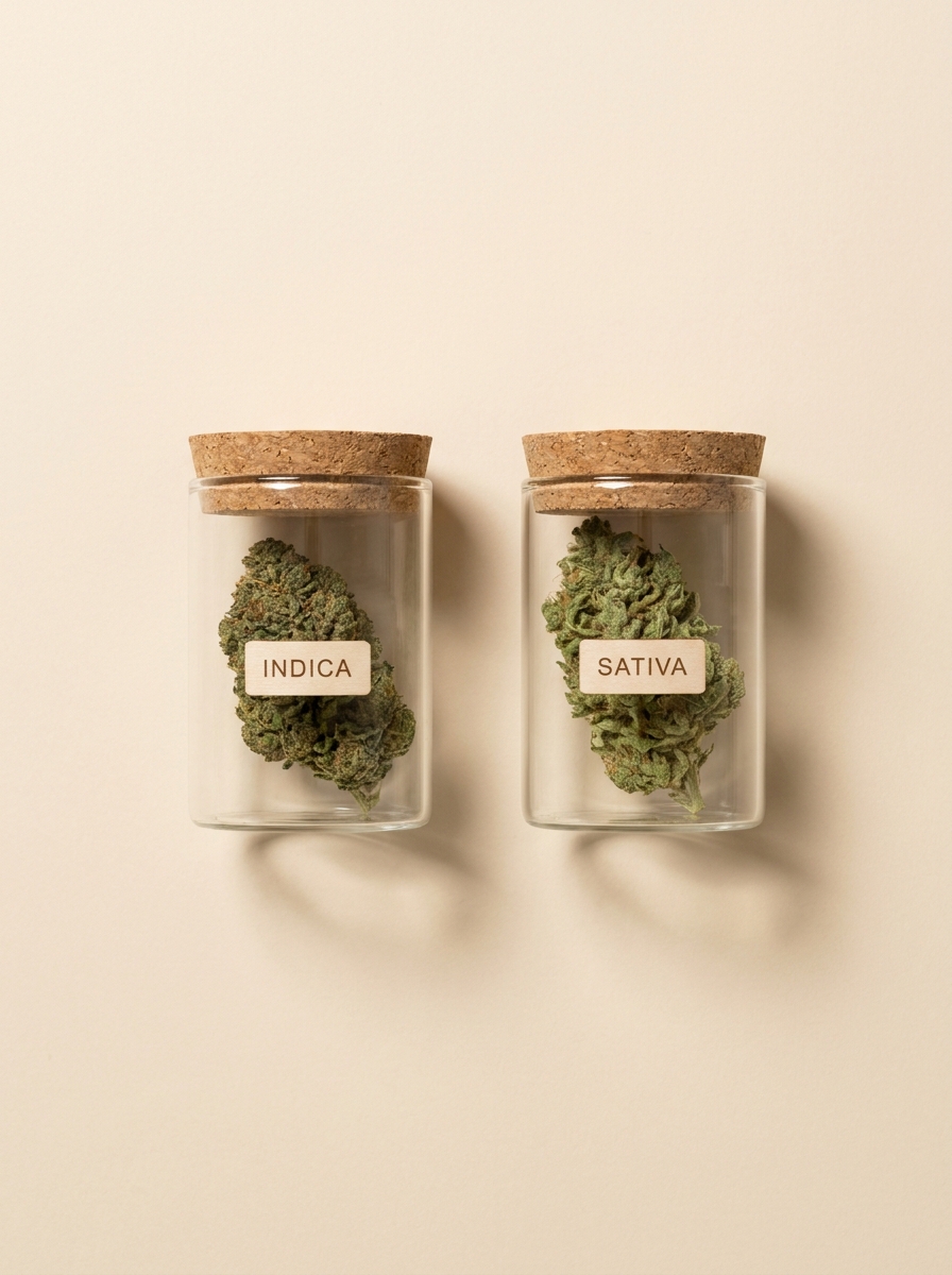 Product shot: Indica vs sativa