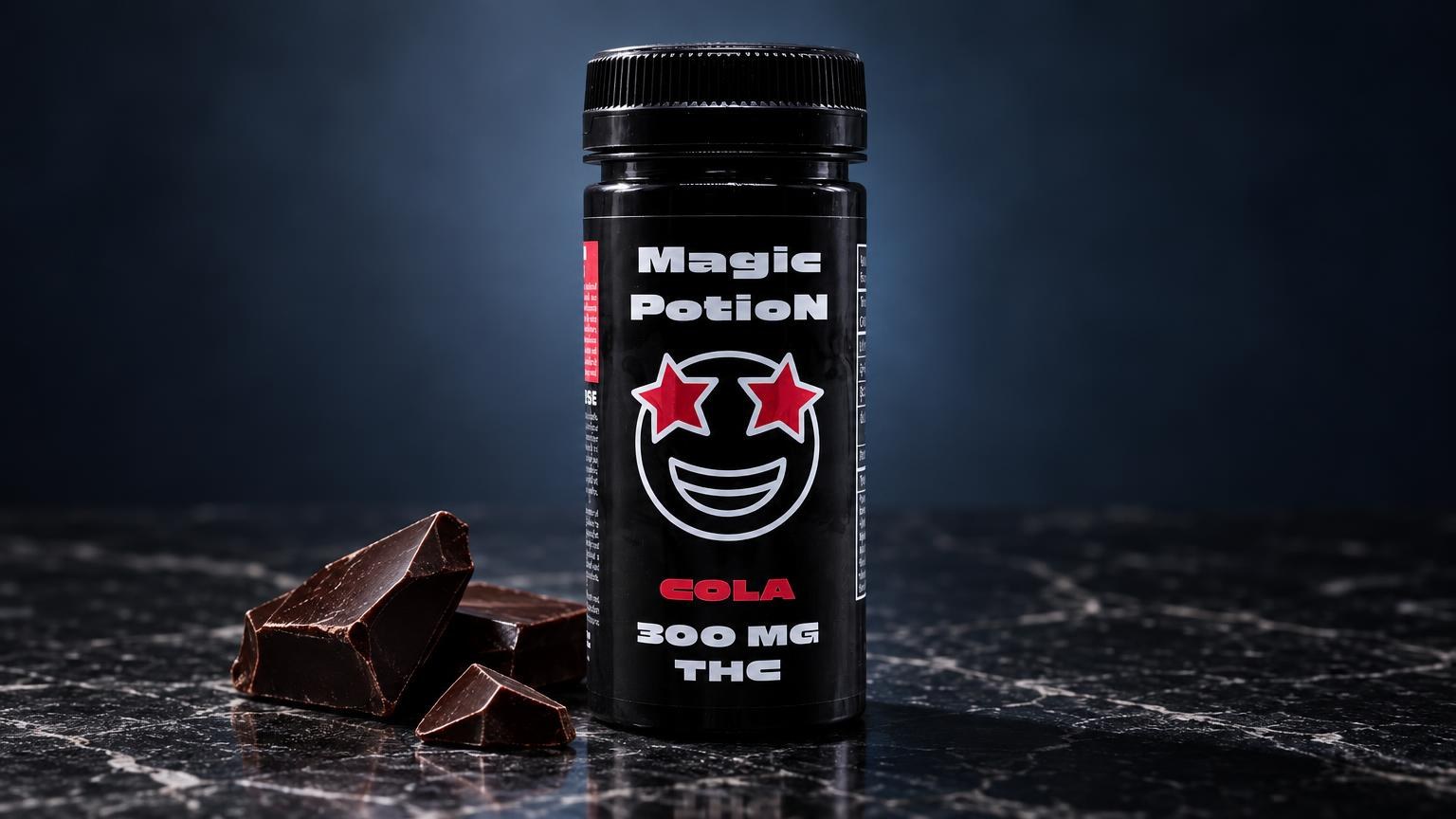 Edible mg: THC Syrup – Magic Potion in a studio composition