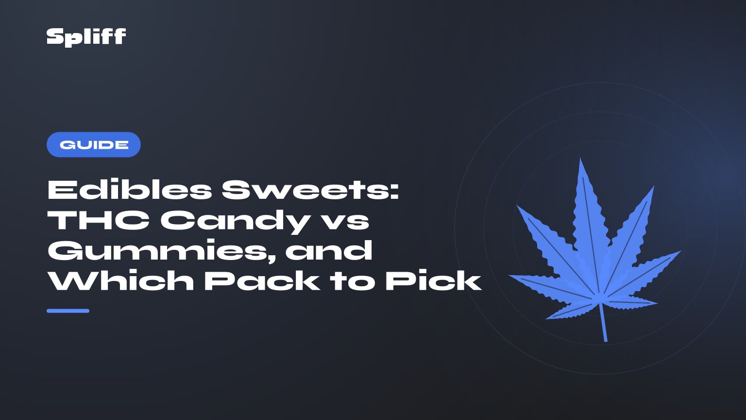 Edibles Sweets: THC Candy vs Gummies, and Which Pack to Pick — title on a dark background, stylised hemp leaf