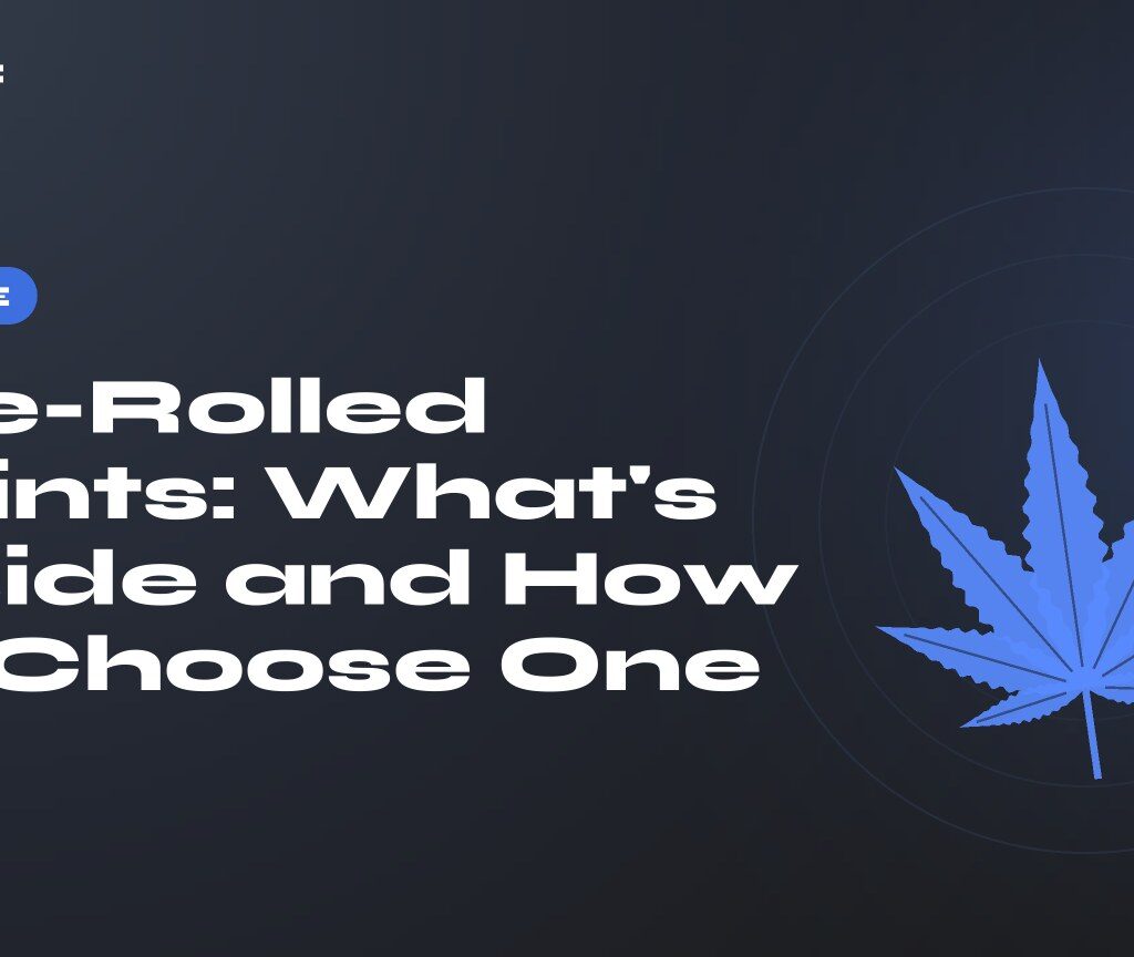 Pre-Rolled Joints: What's Inside and How to Choose One — title on a dark background, stylised hemp leaf
