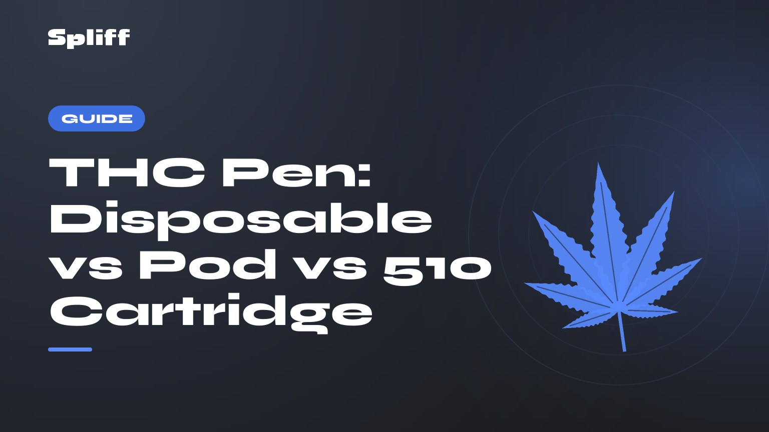 THC Pen: Disposable vs Pod vs 510 Cartridge — title on a dark background, stylised hemp leaf