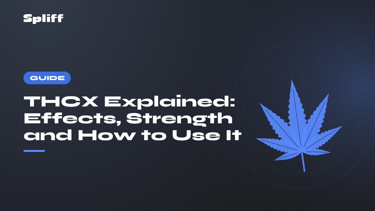 THCX Explained: Effects, Strength and How to Use It — title on a dark background, stylised hemp leaf