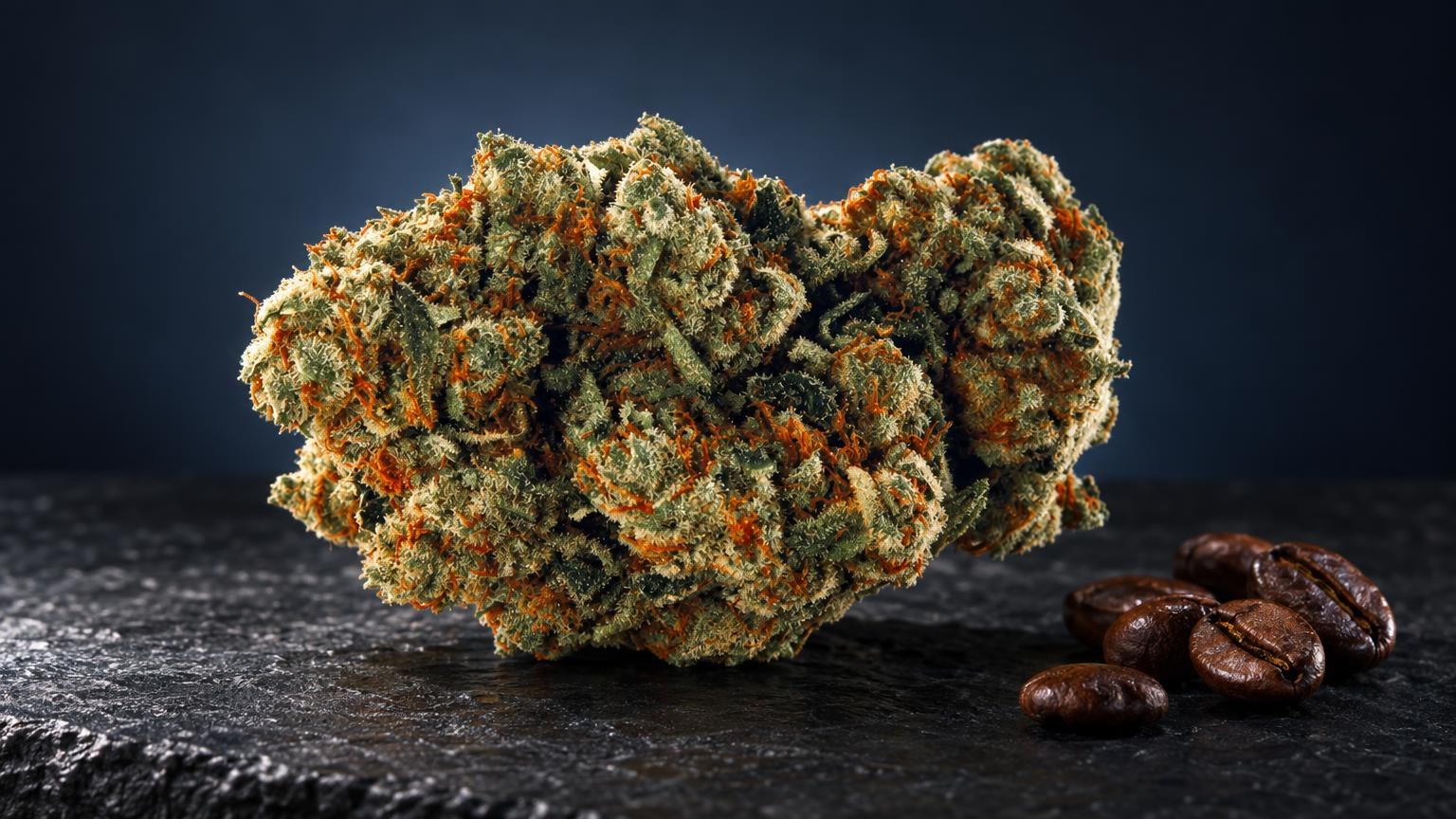 Dense cannabis buds with crystalline trichomes weed covering, green and amber coloring
