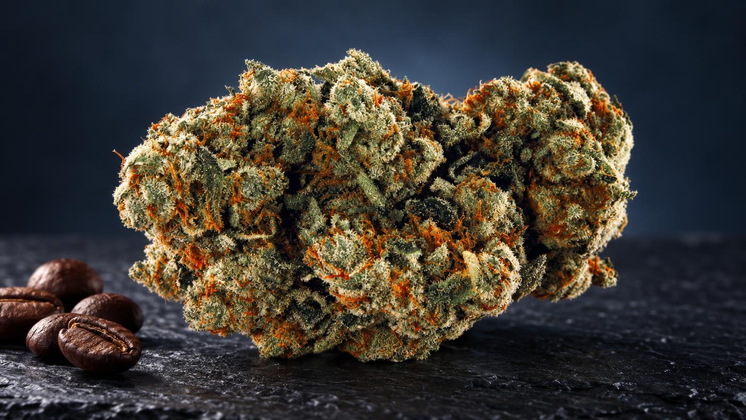 What Does Good Weed Look Like: amnesia flower with dense green and orange tones, covered in golden crystal structures